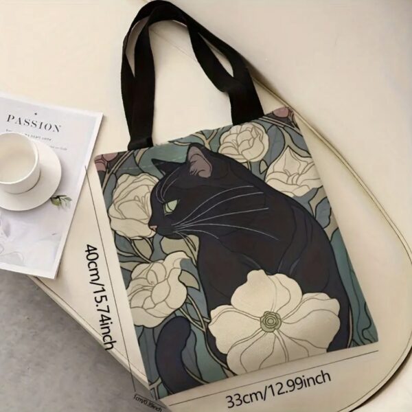 Ecobag Gato Preto e Camélias