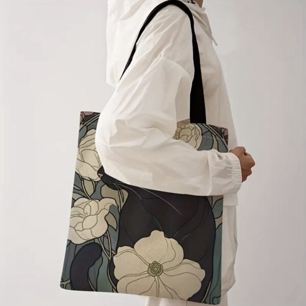 Ecobag Gato Preto e Camélias