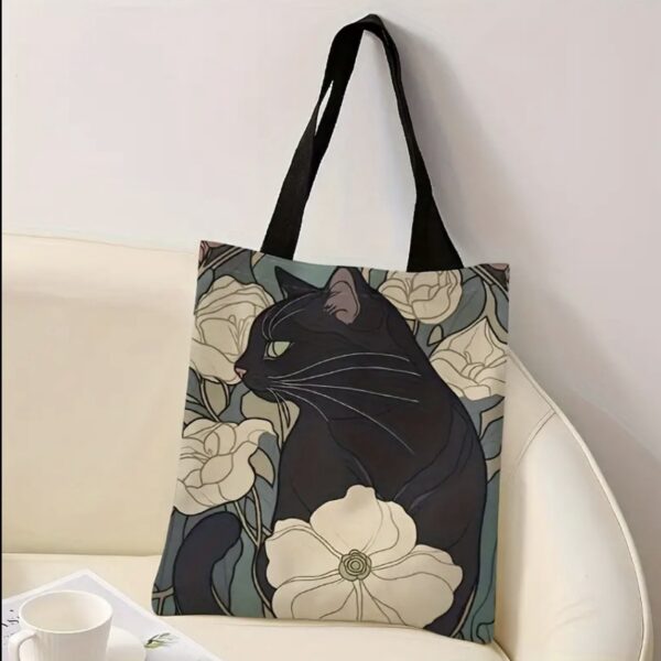 Ecobag Gato Preto e Camélias