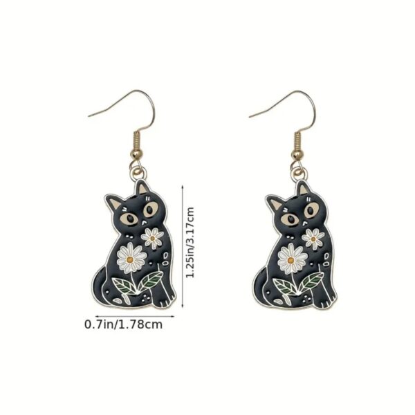 Brinco Gato Preto Floral