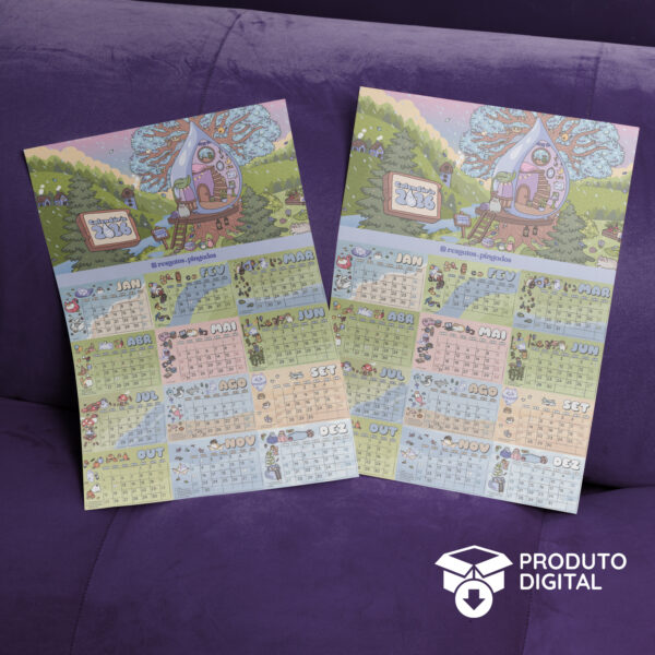 Calendário A4 e A3 para impressão - produto digital